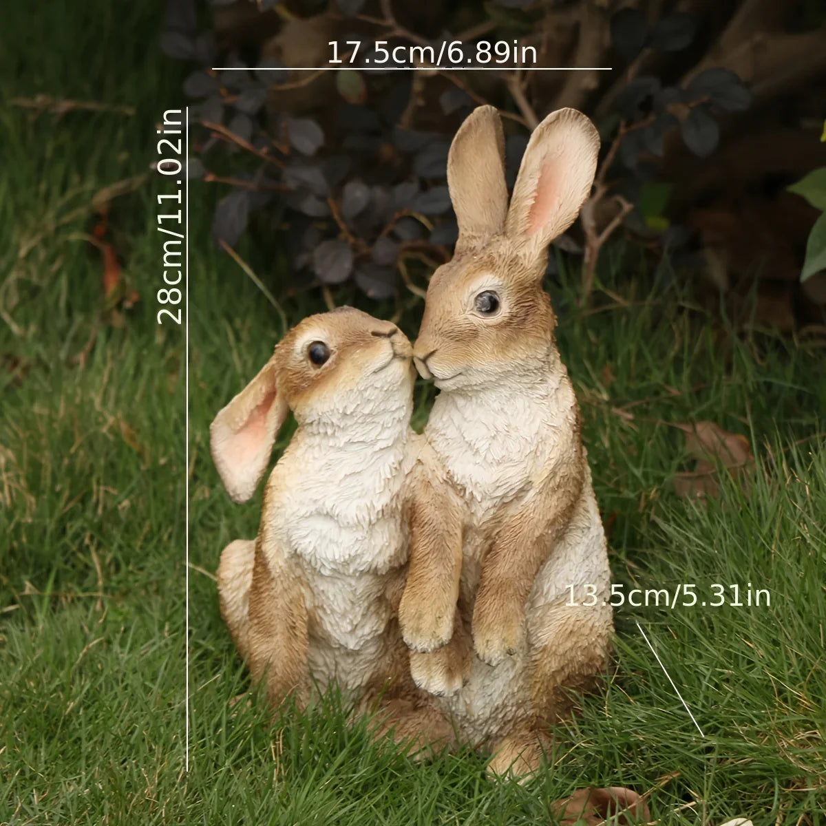 A Couple of Decorative Rabbit Figurines for Garden, Patio, or Balcony Landscaping., angled view - House Of Avana