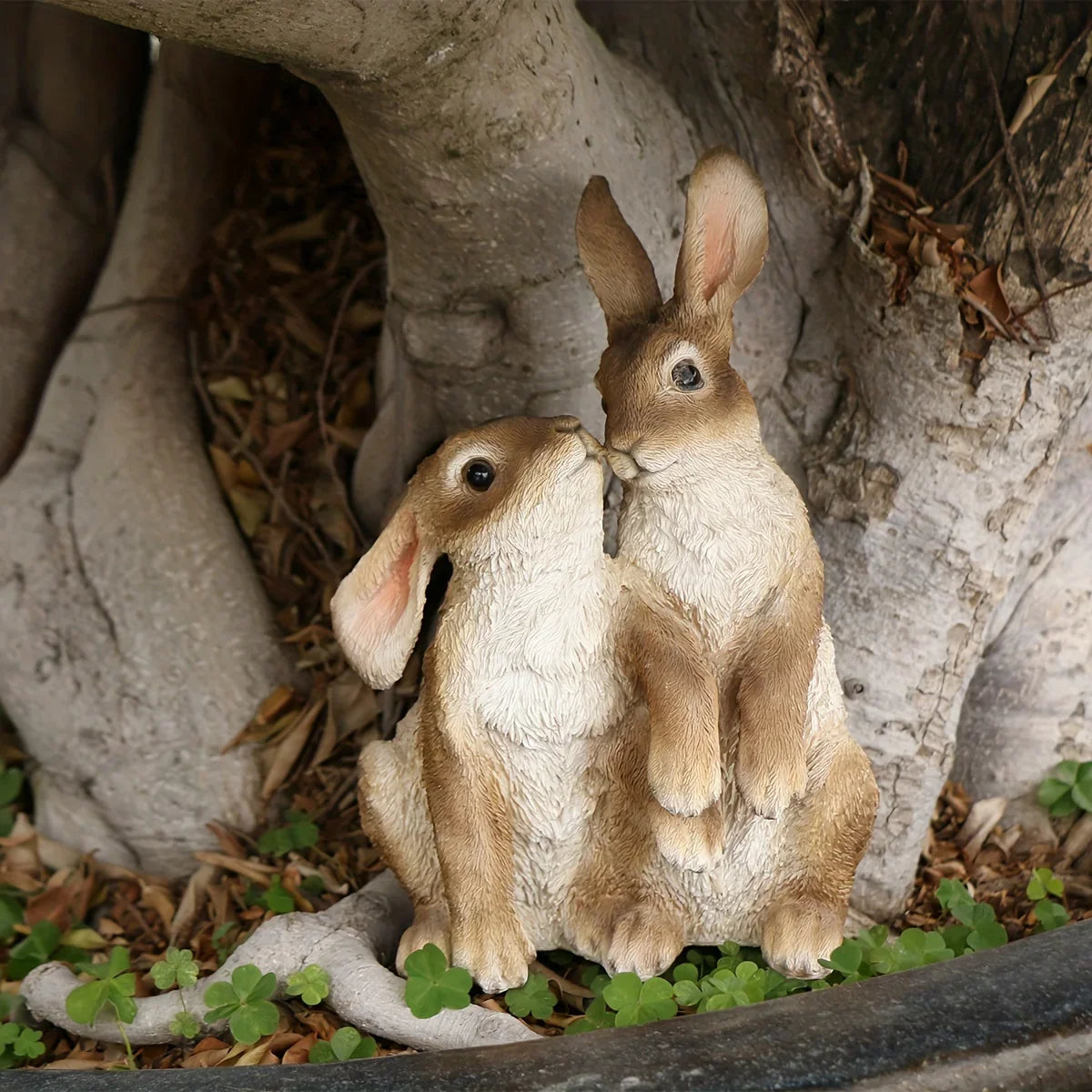 A Couple of Decorative Rabbit Figurines for Garden, Patio, or Balcony Landscaping., back view - House Of Avana