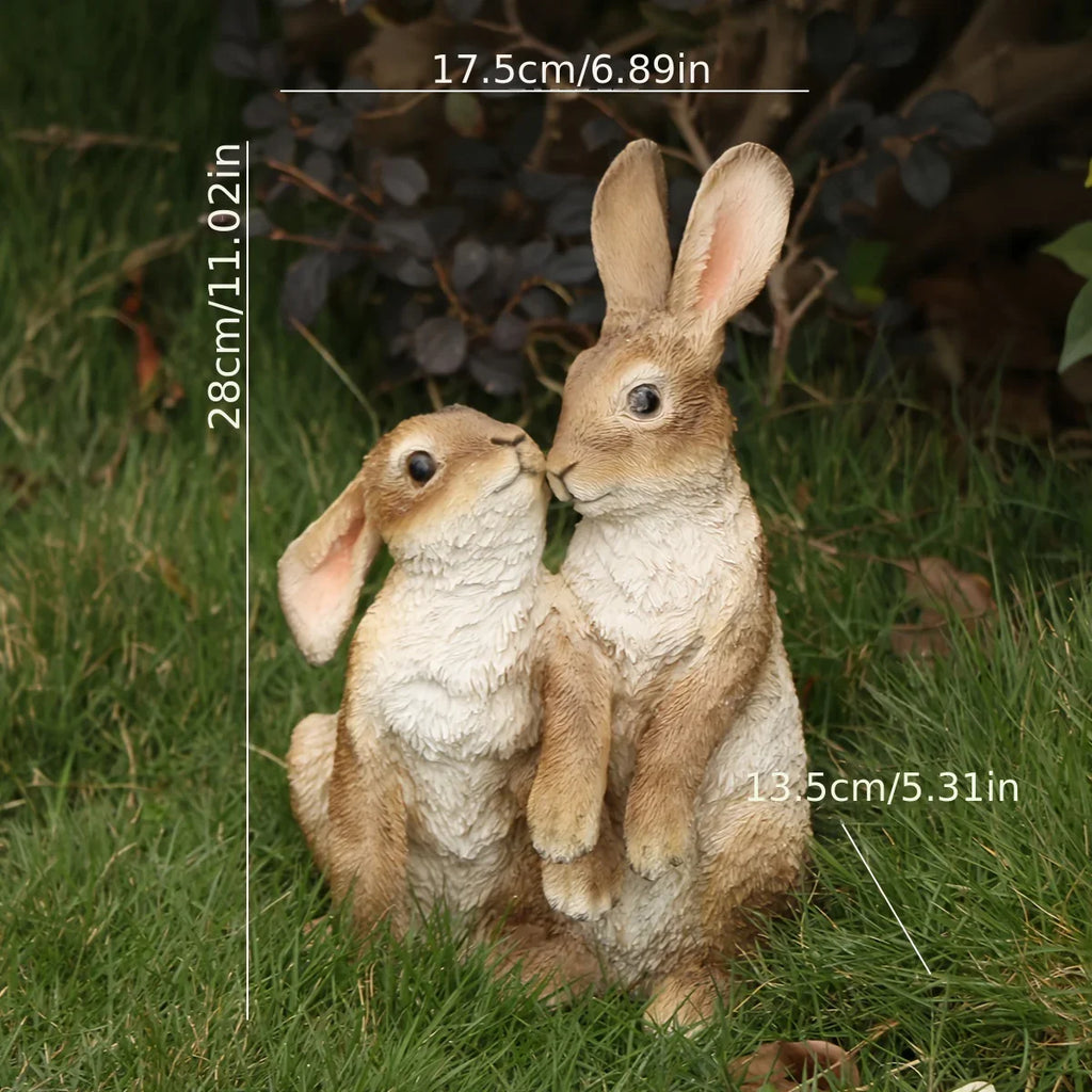 A Couple of Decorative Rabbit Figurines for Garden, Patio, or Balcony Landscaping. - House Of Avana