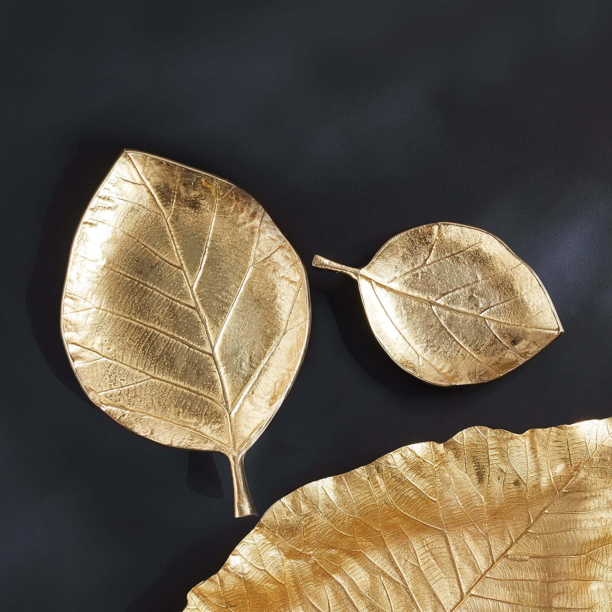 Decorative Gold Leaf-Shaped Trays (Set of 2) Vintage Shopper