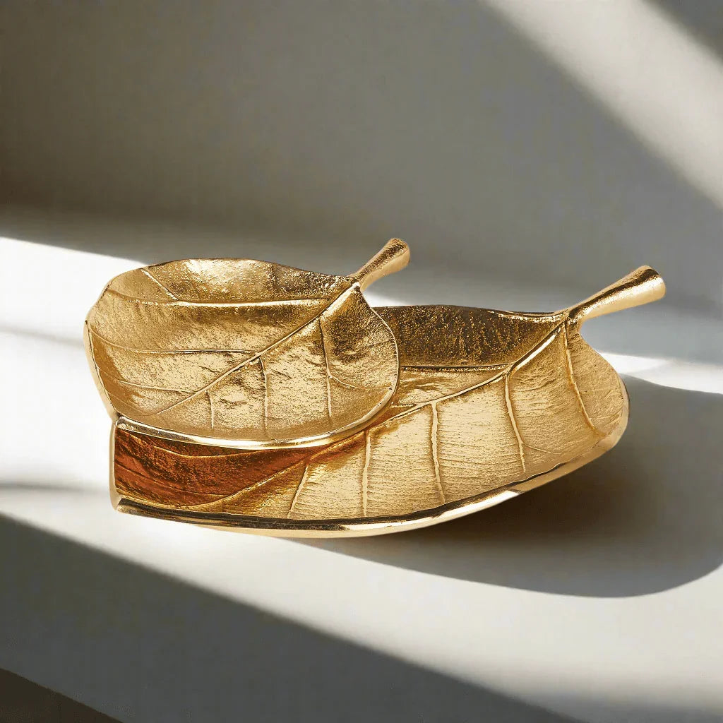 Decorative Gold Leaf-Shaped Trays (Set of 2) Vintage Shopper