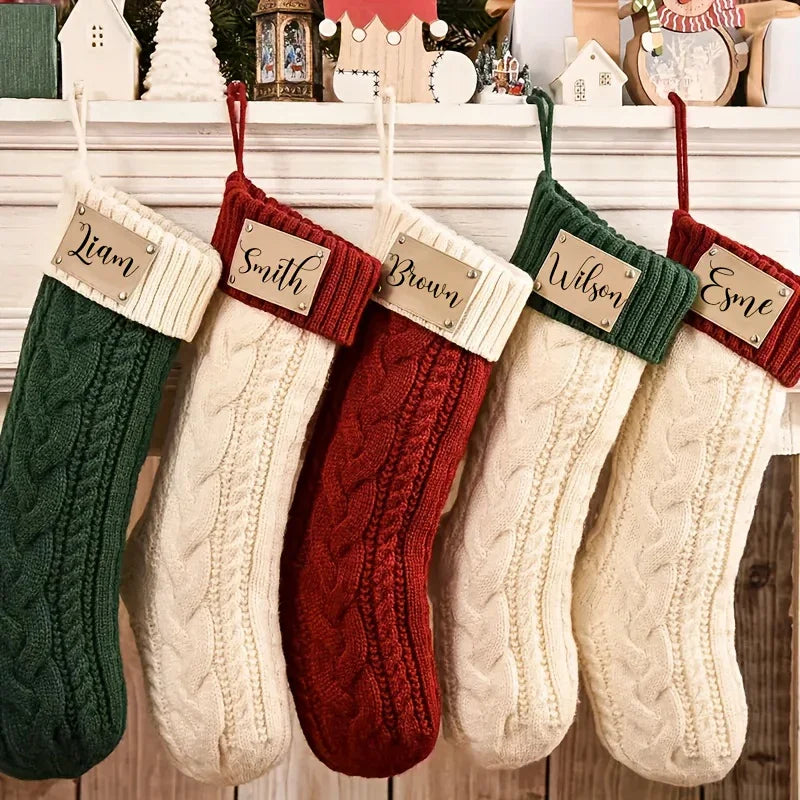 2025 Newest Knitted Christmas Stockings, Customized Personalization Holiday Decorative Socks for Family... - House Of Avana