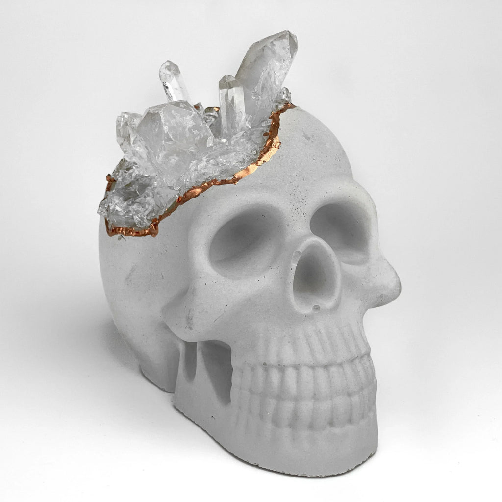 Decorative Skull - Clear Crystal Accent, side view - House Of Avana