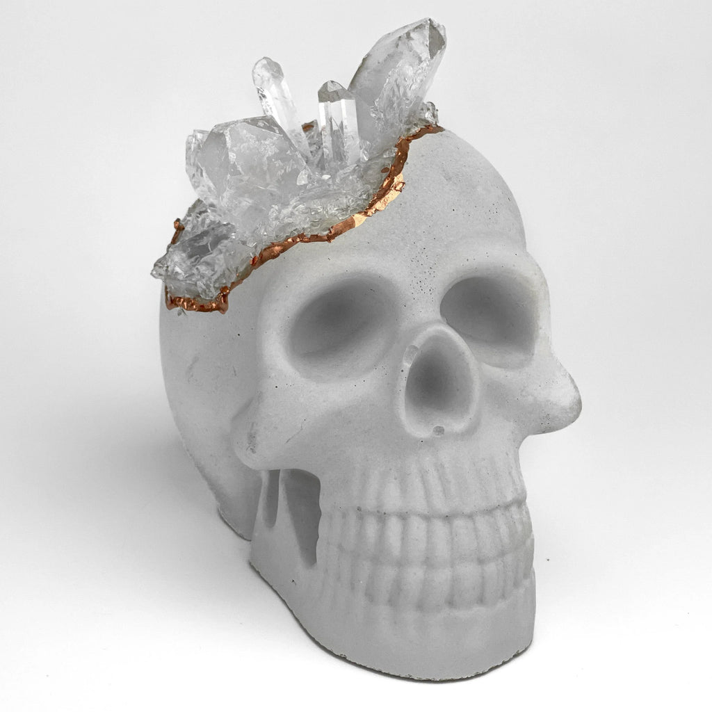 Decorative Skull - Clear Crystal Accent, angled view - House Of Avana