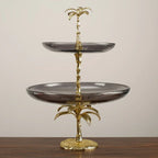 Decorative Tray - Golden Metal Two-Tier