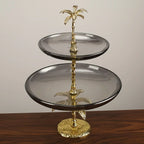 Decorative Tray - Golden Metal Two-Tier