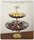 Decorative Tray - Golden Metal Two-Tier
