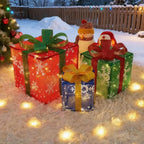 Decorative Wooden Set of Lighted Christmas Gift Boxes - House Of Avana
