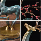 Home Office Ktv Bar Decoration Sika Deer Bronze Statue Vintage Craft Sculpture Copper Figurine Easter Festival Gift Ornaments - House Of Avana