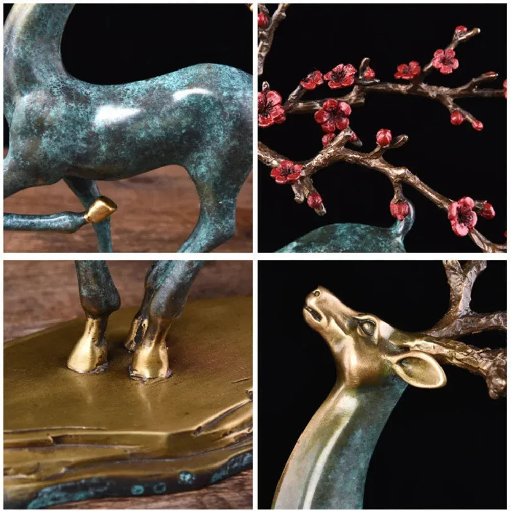 Home Office Ktv Bar Decoration Sika Deer Bronze Statue Vintage Craft Sculpture Copper Figurine Easter Festival Gift Ornaments - House Of Avana