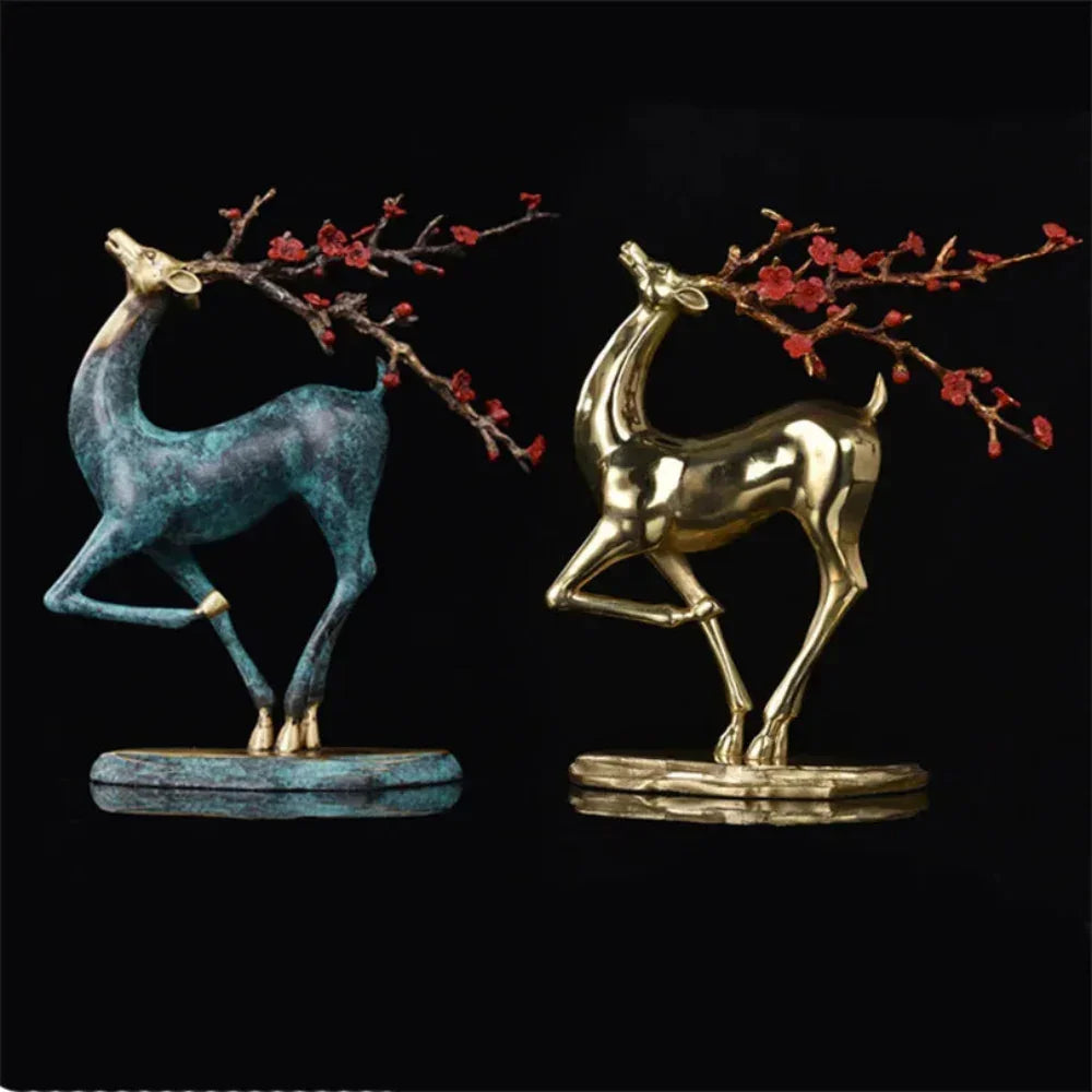 Home Office Ktv Bar Decoration Sika Deer Bronze Statue Vintage Craft Sculpture Copper Figurine Easter Festival Gift Ornaments - House Of Avana