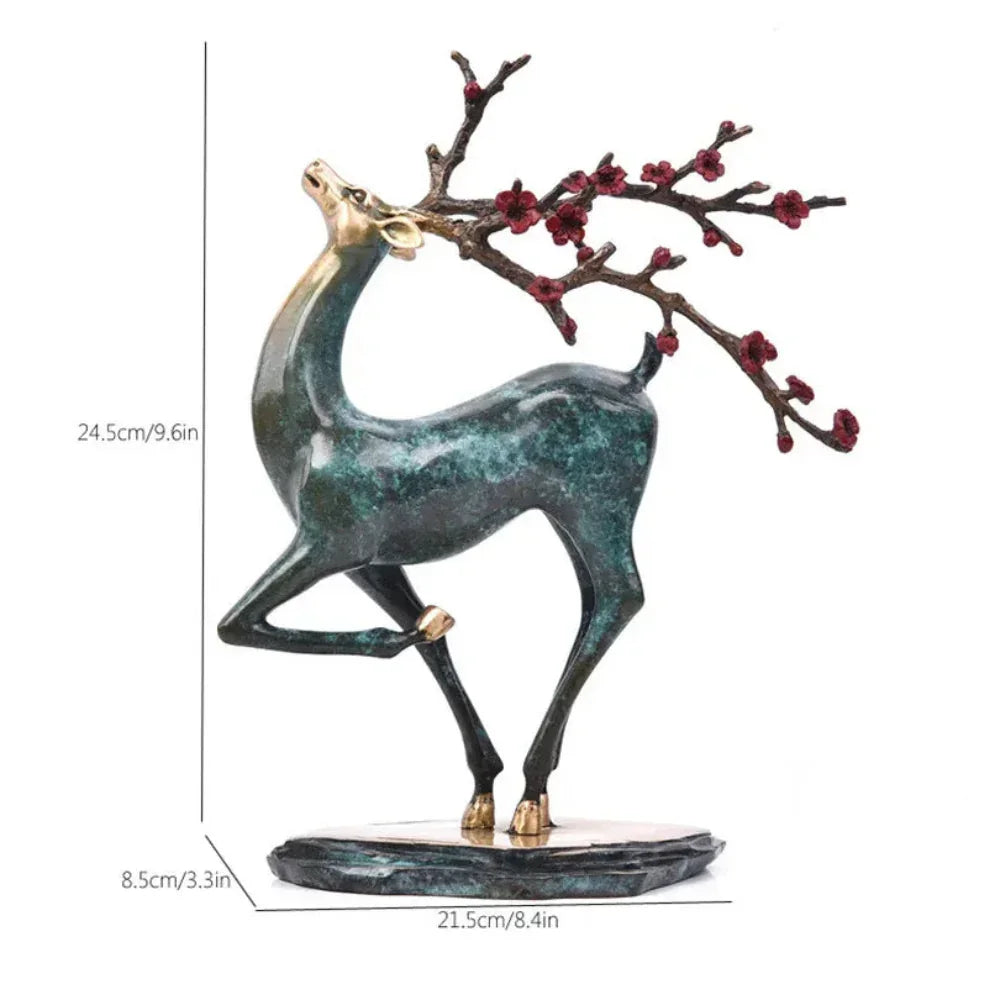 Home Office Ktv Bar Decoration Sika Deer Bronze Statue Vintage Craft Sculpture Copper Figurine Easter Festival Gift Ornaments - House Of Avana