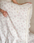 Delicate Floral Lace Ruffled Bedding Set / Purple Ever Lasting