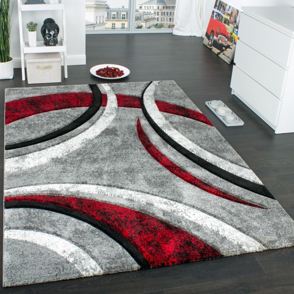 Designer Rug Brilliance Grey Red Geometric Pattern RugYourHome