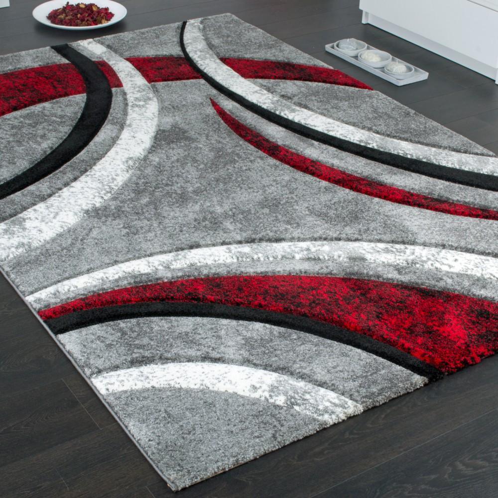 Designer Rug Brilliance Grey Red Geometric Pattern RugYourHome