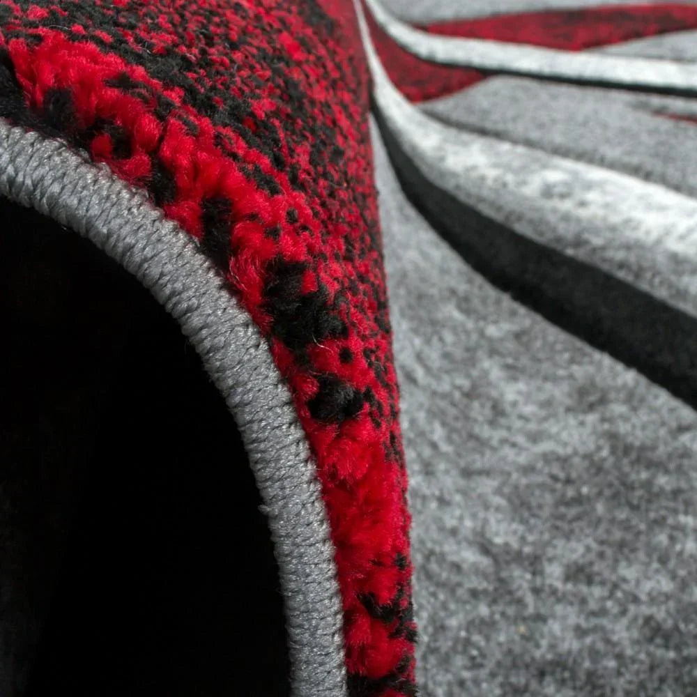 Designer Rug Brilliance Grey Red Geometric Pattern RugYourHome