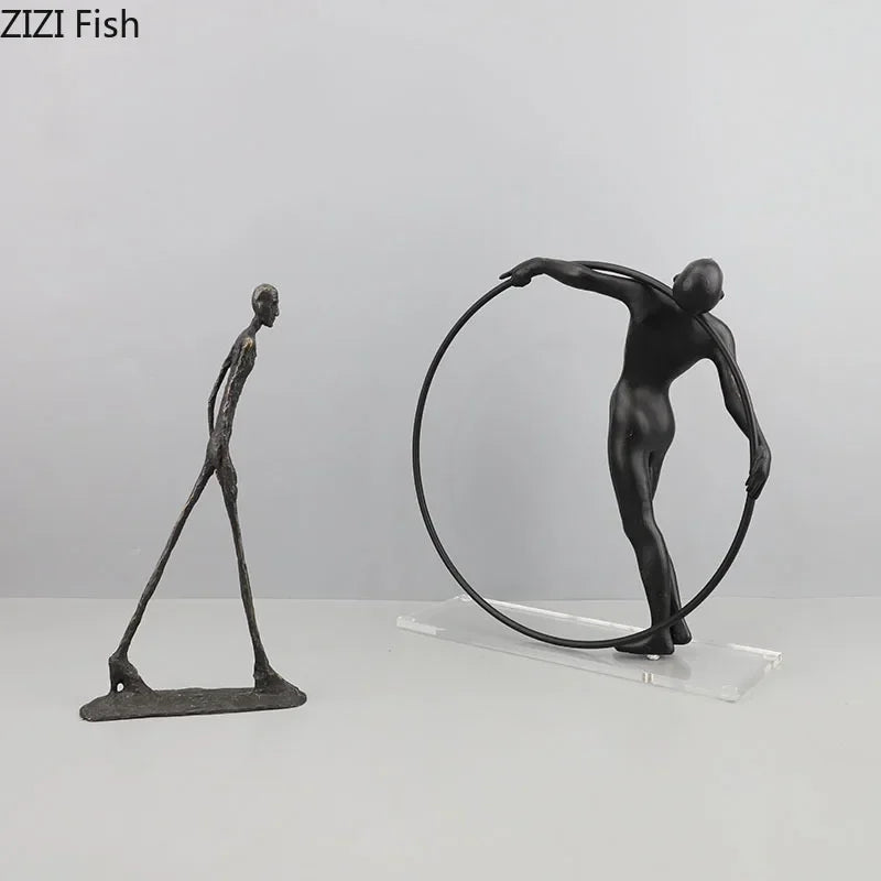 Metal Cast Iron Acrobatics Characters Statue Desk Decoration Slenderness Figures Sculpture Abstract Artwork Crafts Ornaments - House Of Avana