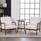 Mid-Century Modern Accent Chair, Arm Chair Living Room Chairs with Pillow Upholstered Reading Chair with Solid Wood Frame & Living Room Bedroom Balcony (beige) Streamdale Furniture