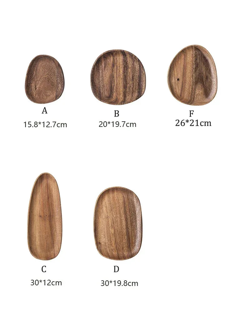 Solid Wood Round Dinner Plate Handmade High-quality Tableware for Sushi Tea and Dessert, alternate view - House Of Avana