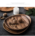 Solid Wood Round Dinner Plate Handmade High-quality Tableware for Sushi Tea and Dessert, alternate view - House Of Avana