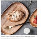 Solid Wood Round Dinner Plate Handmade High-quality Tableware for Sushi Tea and Dessert, alternate view - House Of Avana