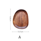 Solid Wood Round Dinner Plate Handmade High-quality Tableware for Sushi Tea and Dessert, alternate view - House Of Avana