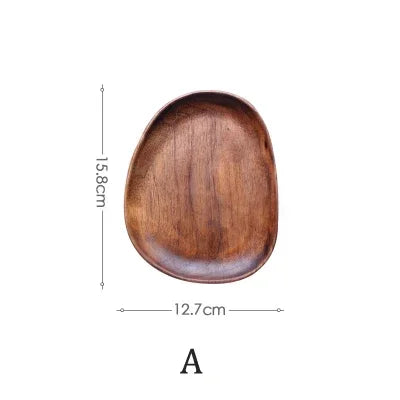 Solid Wood Round Dinner Plate Handmade High-quality Tableware for Sushi Tea and Dessert, alternate view - House Of Avana
