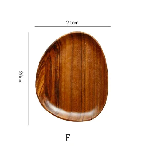 Solid Wood Round Dinner Plate Handmade High-quality Tableware for Sushi Tea and Dessert, alternate view - House Of Avana