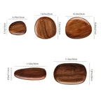 Solid Wood Round Dinner Plate Handmade High-quality Tableware for Sushi Tea and Dessert, top view - House Of Avana