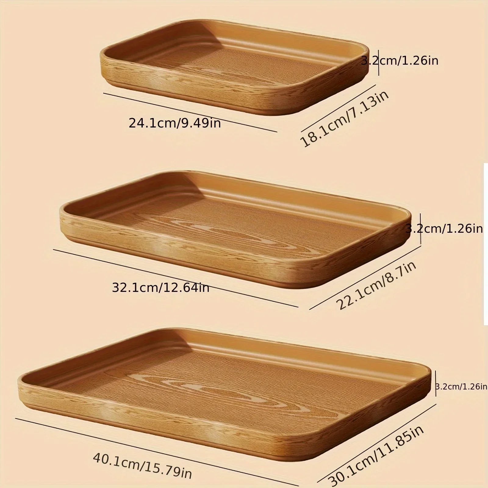 Dinner Plates - Thick Wooden Grain White Set