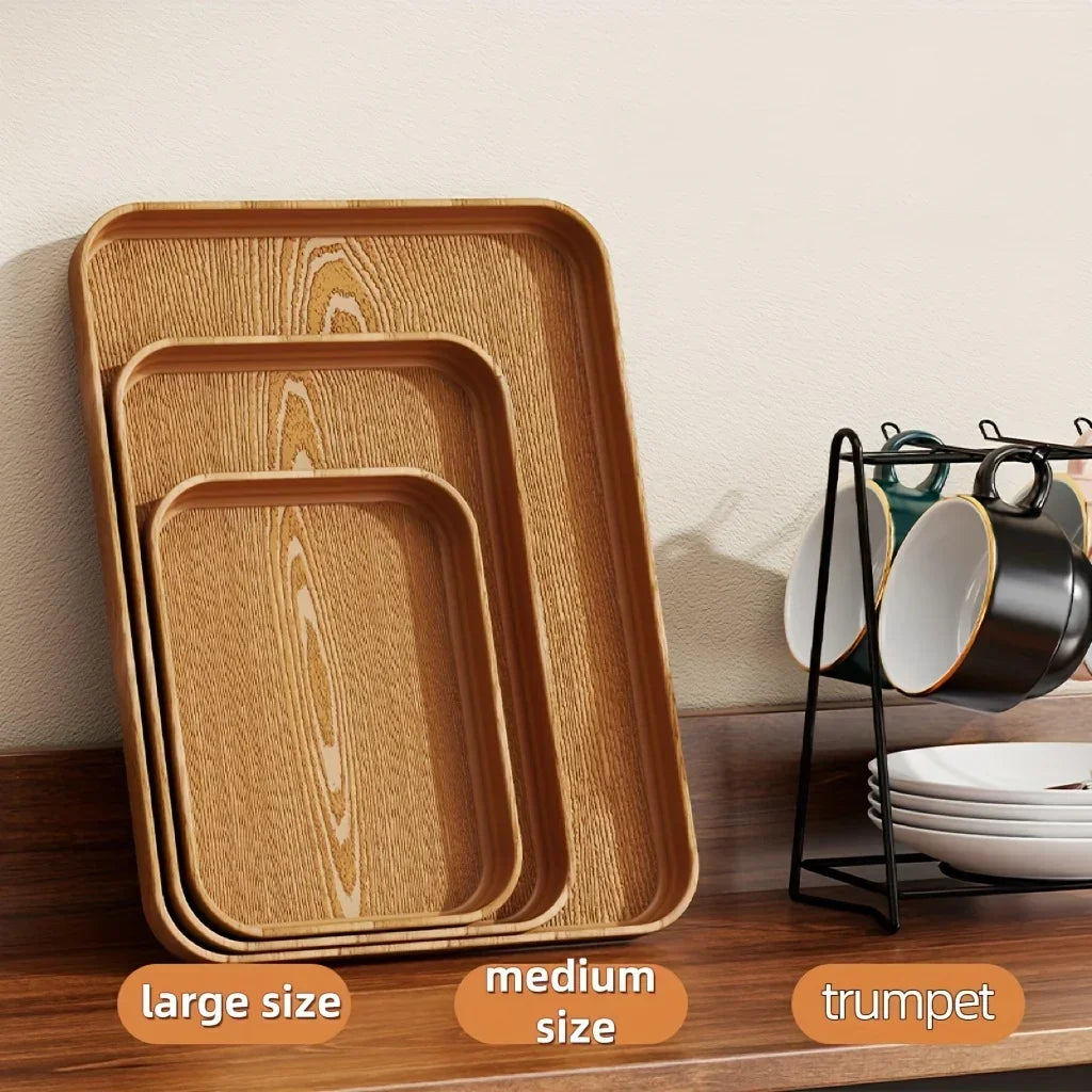 Dinner Plates - Thick Wooden Grain White Set