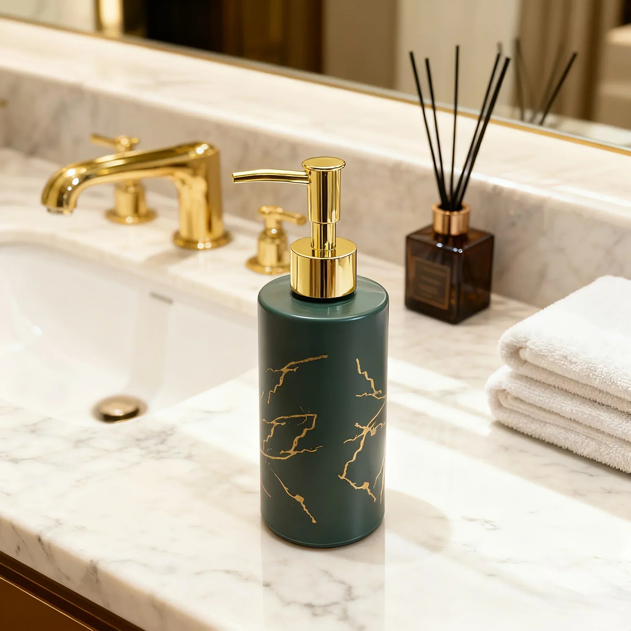 Dispenser - Glass Golden Marble
