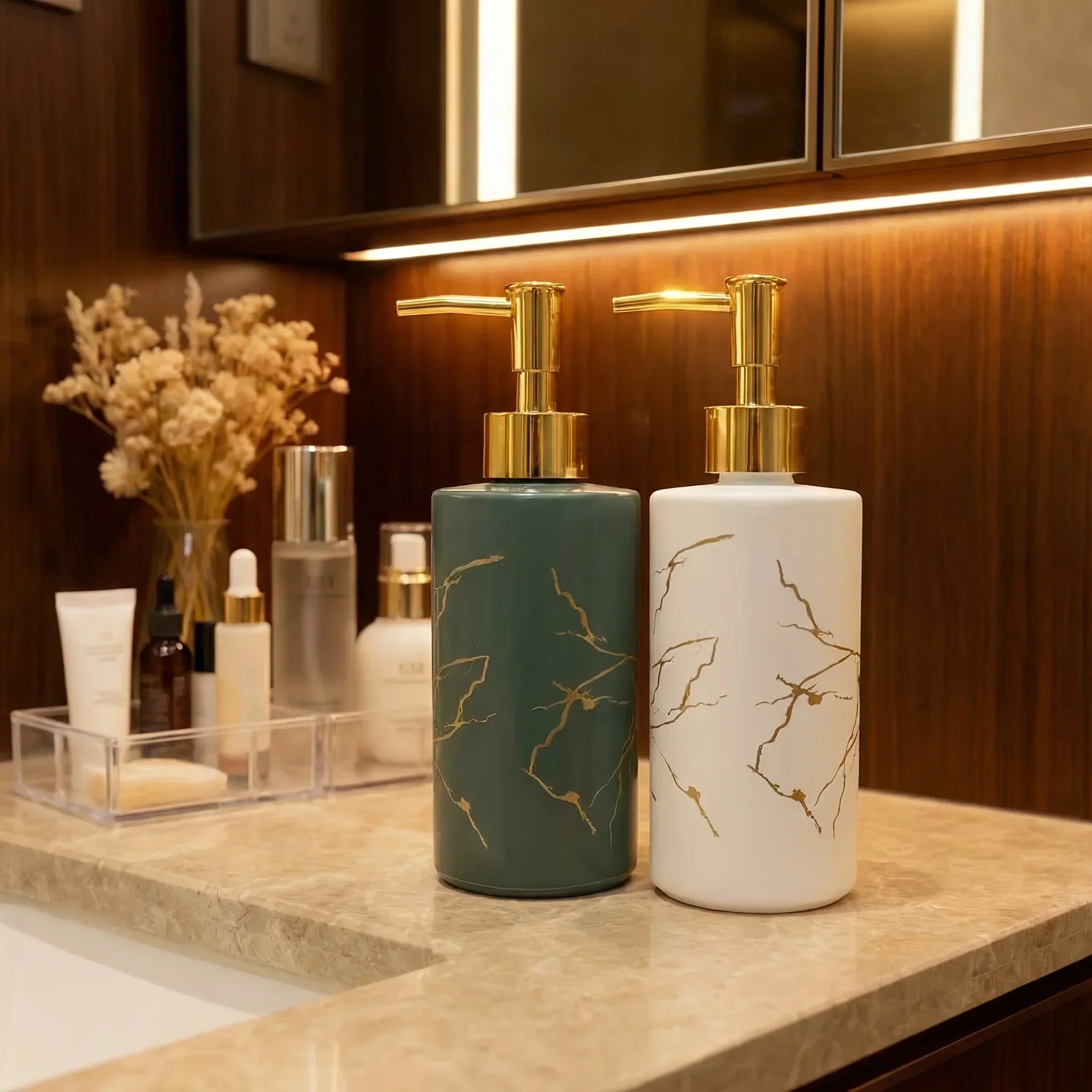 Dispenser - Glass Golden Marble