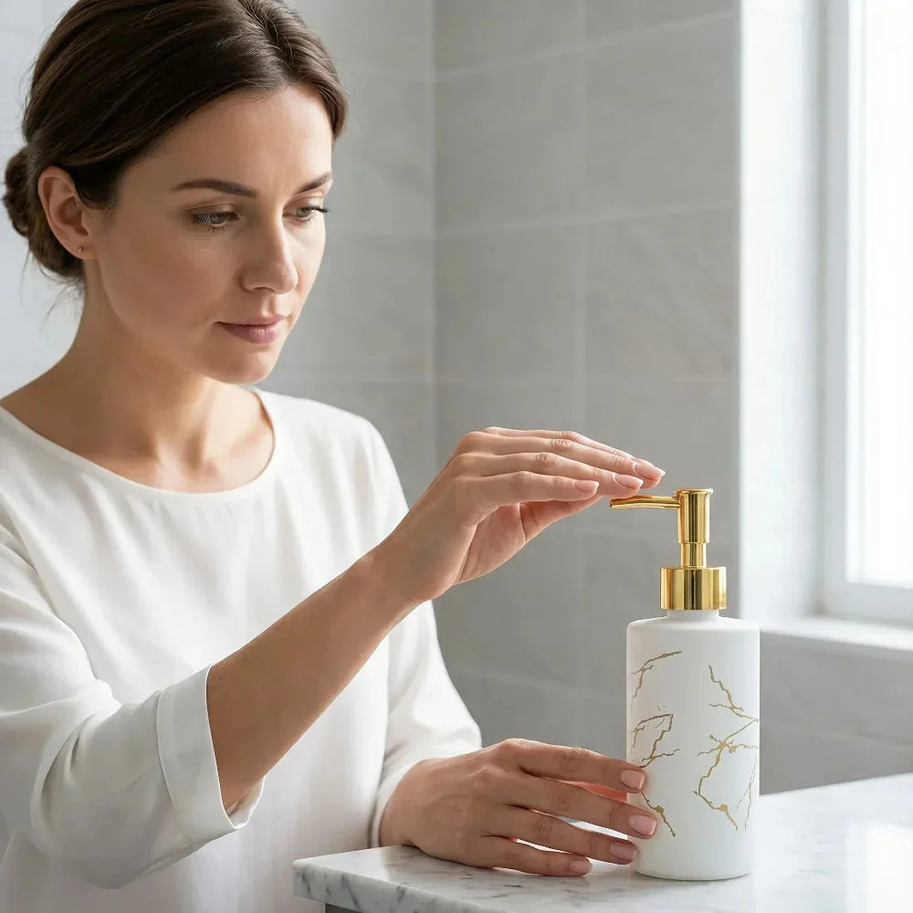 Dispenser - Glass Golden Marble