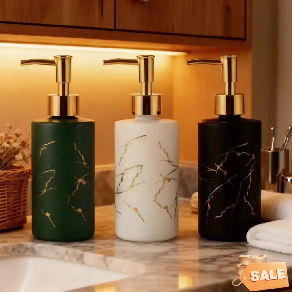Dispenser - Glass Golden Marble