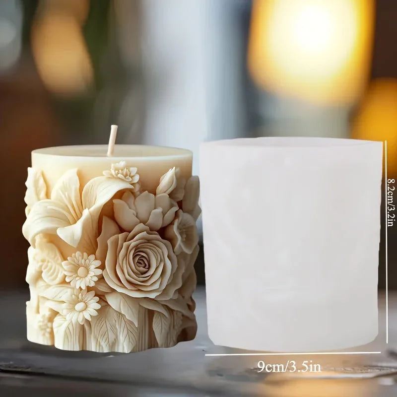 Reusable Silicone Candle Molds with Intricate Rose & Lily Floral Patterns - Non-Stick DIY Scented Candles, Handmade Soaps & Home Decor Crafts | Multi-Size Layered Flower Design, Durable & Easy Clean Mold for Aromatherapy Gift House Of Avana