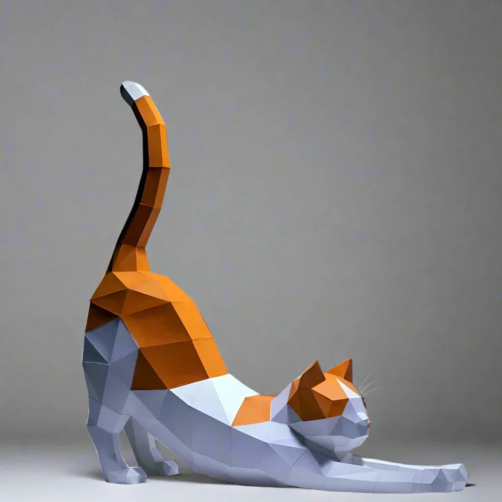 DIY Origami Stretched Cat Paper Model - House Of Avana