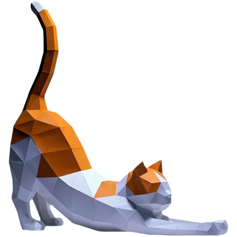 DIY Origami Stretched Cat Paper Model - House Of Avana