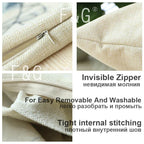 Linen bulldog pillow cover, hand-painted cute design, beige linen cushion - House of Avana