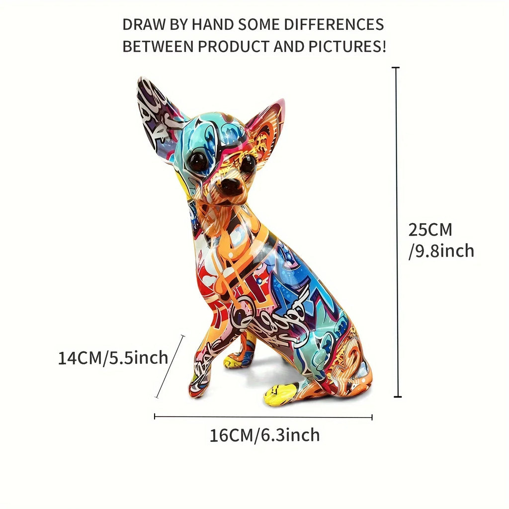 Vibrant Ji Doll Dog Resin Sculpture - Modern Art Statue for Home Decor, Living Room, Bedroom, Bookcase,... - House Of Avana