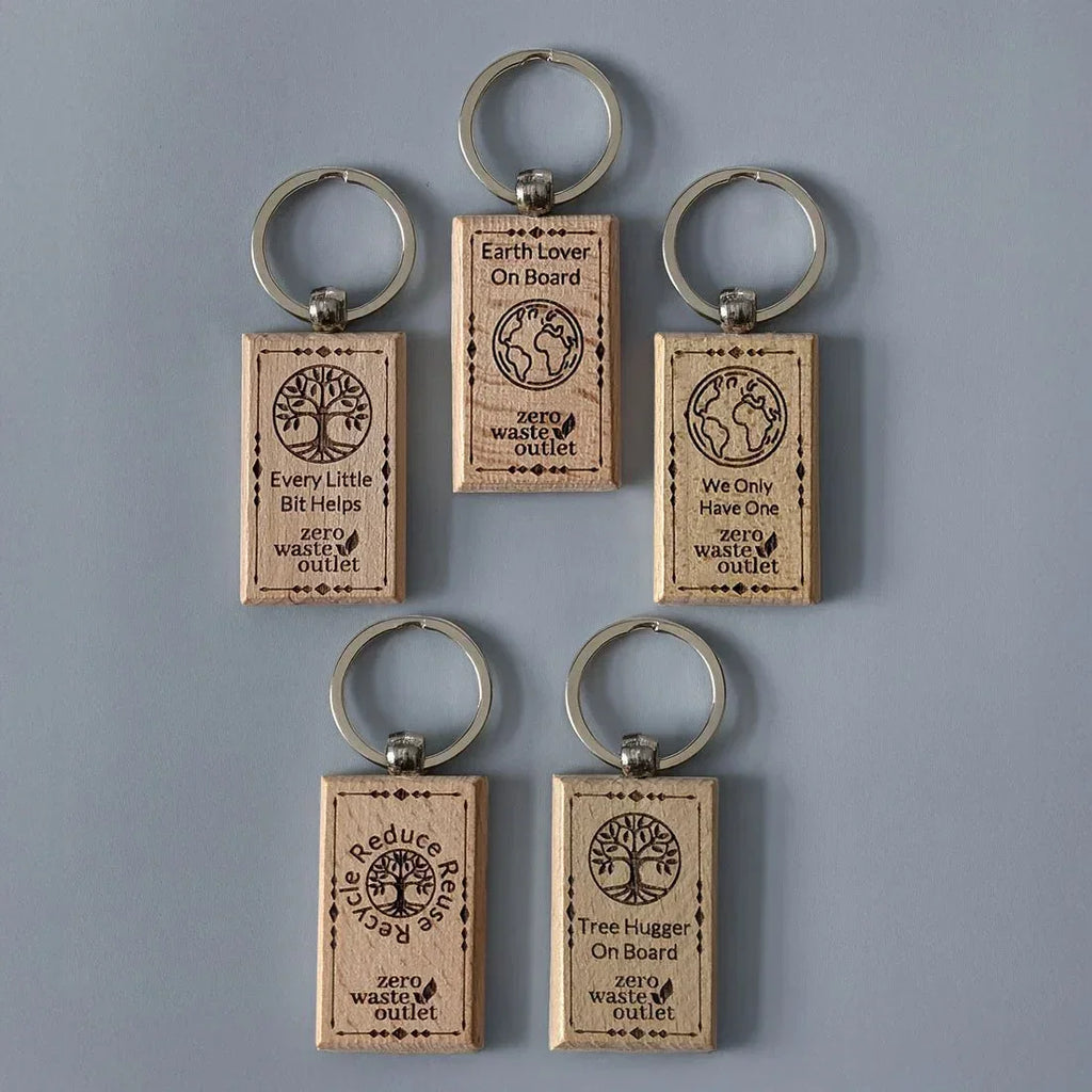 "don't Forget Reusable Bags" Wooden Keychain, front view - House Of Avana