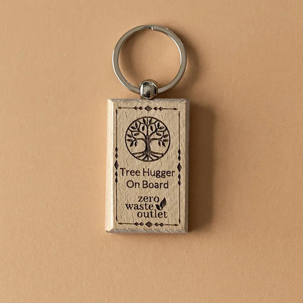 "don't Forget Reusable Bags" Wooden Keychain, angled view - House Of Avana
