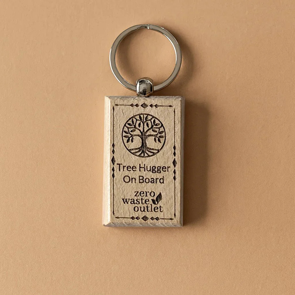 "Don't Forget Reusable Bags" Wooden Keychain Zero Waste Outlet