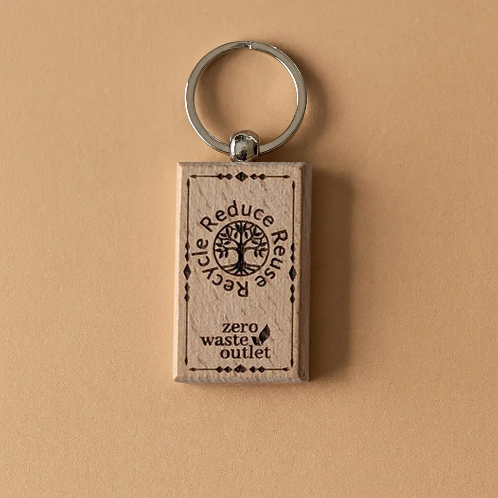 "Don't Forget Reusable Bags" Wooden Keychain Zero Waste Outlet