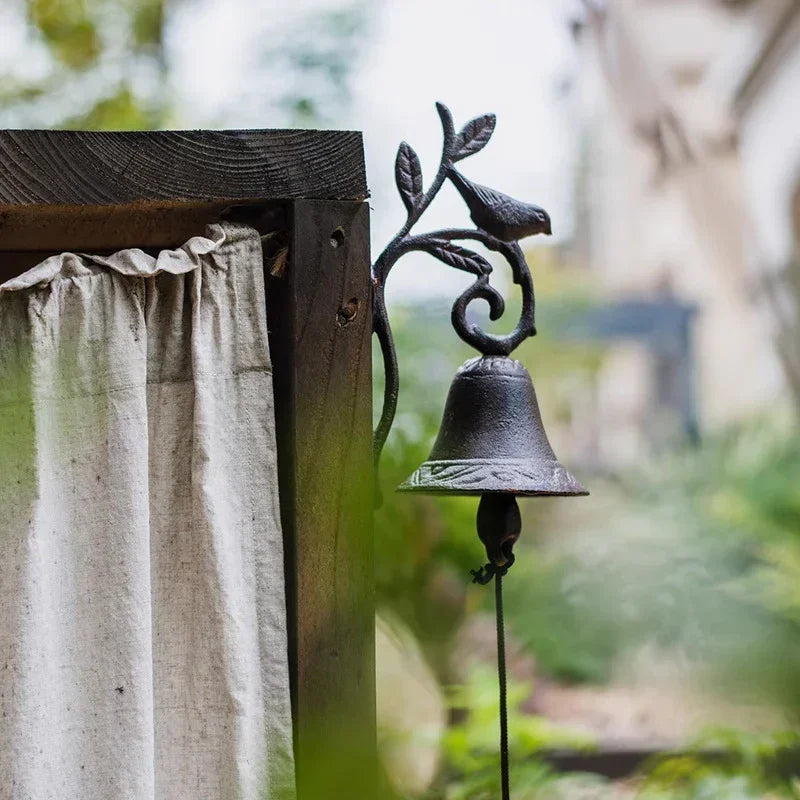 Cast Iron Door Bell, Antique Decorative Chime, Comfort Time Cast Iron Rooster Bell, Vintage Hand Bell, Forged Iron Garden Wall Decor, Beautiful Hanging Plaque - Metal Material - House Of Avana