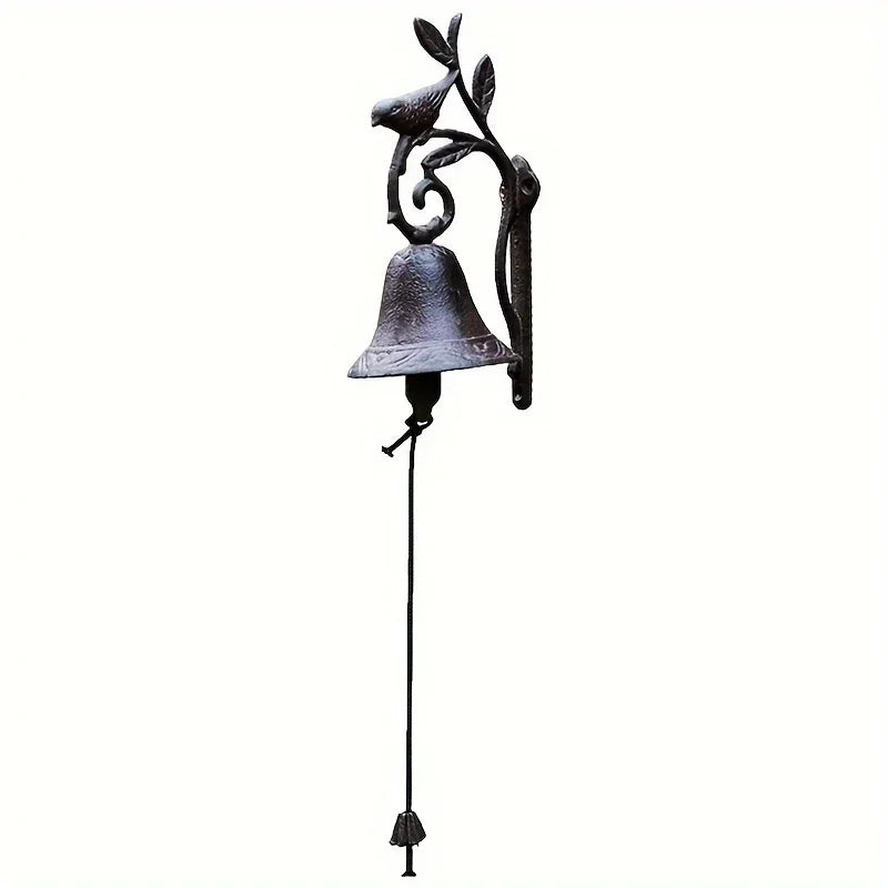 Cast Iron Door Bell, Antique Decorative Chime, Comfort Time Cast Iron Rooster Bell, Vintage Hand Bell, Forged Iron Garden Wall Decor, Beautiful Hanging Plaque - Metal Material - House Of Avana