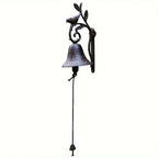 Cast Iron Door Bell, Antique Decorative Chime, Comfort Time Cast Iron Rooster Bell, Vintage Hand Bell, Forged Iron Garden Wall Decor, Beautiful Hanging Plaque - Metal Material - House Of Avana