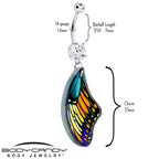 Double Gem Butterfly Wing Dangle Belly Ring by Onyx O