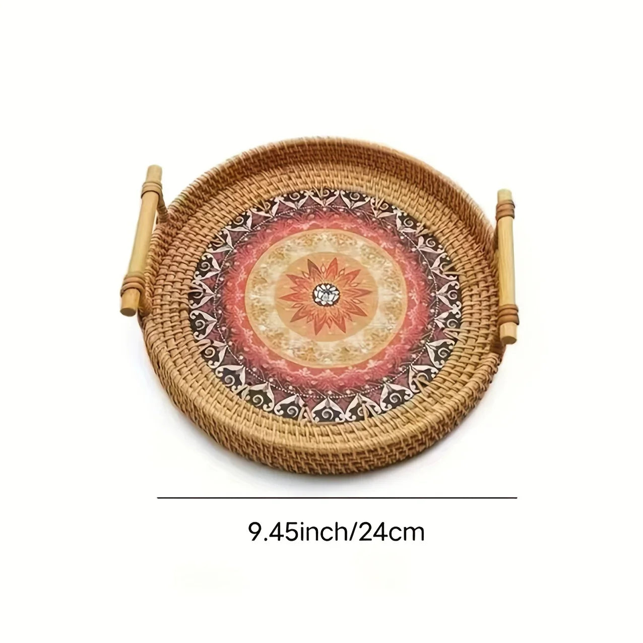 Double Handwoven Rattan Wicker Tray - House Of Avana