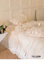 Double Lace Coquette Ruffle Bedding Set / Baby Pink Ever Lasting